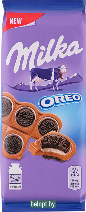 Шоколад «Milka» с печеньем Oreo и вкусом ванили, 92 г.